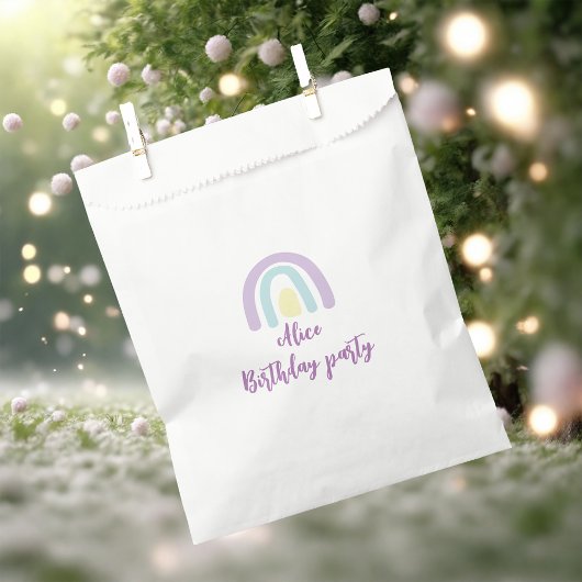 水彩レインボーブルー薄紫イエロー誕生日 フェイバーバッグ