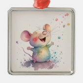 水彩レインボーマウスクリスマスオーナメント メタルオーナメント (正面)
