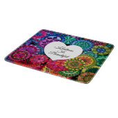 水彩レインボーマンダラハート カッティングボード (角)