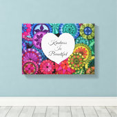 水彩レインボーマンダラハート キャンバスプリント (インサイチュ (ウッドフロア))