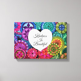 水彩レインボーマンダラハート キャンバスプリント