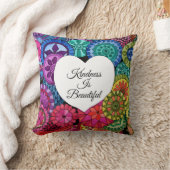 水彩レインボーマンダラハート クッション (ブランケット)