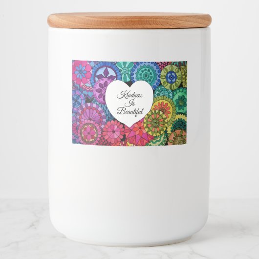 水彩レインボーマンダラハート フードラベル (正面)