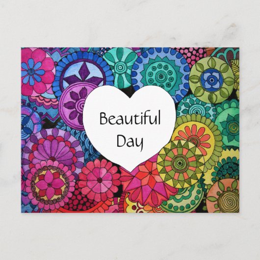 水彩レインボーマンダラハート ポストカード (正面)