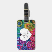 水彩レインボーマンダラハート ラゲッジタグ (正面縦)