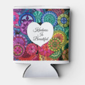 水彩レインボーマンダラハート 缶クーラー (正面)