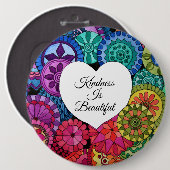 水彩レインボーマンダラハート 缶バッジ (正面&裏面)