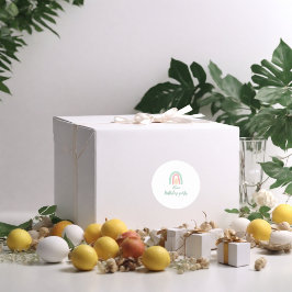 水彩レインボーミンティグリーン誕生日 ラウンドシール