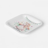 水彩レインボーユニコーンガールバースデーパーティー ペーパープレート (傾斜あり)