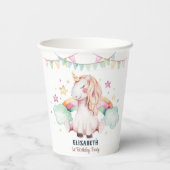 水彩レインボーユニコーンガールバースデーパーティー 紙コップ (裏面)
