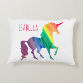 水彩レインボーユニコーンシルエットキッズかわいらし アクセントクッション (裏面)