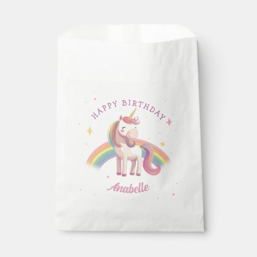水彩レインボーユニコーンバースデーパーティー フェイバーバッグ (正面)