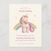 水彩レインボーユニコーンバースデーパーティー ポストカード (正面)