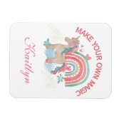 水彩レインボーユニコーン名魔法メッセージ マグネット (横)