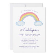 水彩レインボー子供バーチャルオンライン誕生日