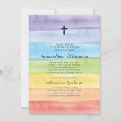 水彩レインボー洗礼 招待状 (正面)