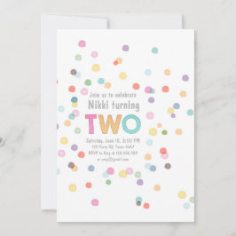 水彩レインボー紙吹雪誕生日ツーアートパーティー 招待状