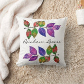 水彩レインボー葉 クッション (ブランケット)