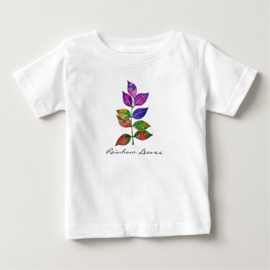 水彩レインボー葉 ベビーTシャツ (正面)