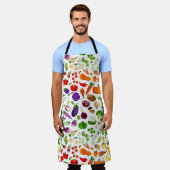 水彩レインボー野菜ベジパターン エプロン (着用した状態)