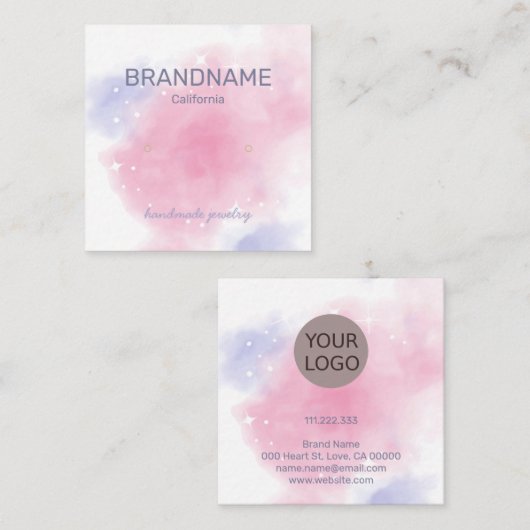 水彩レインボー銀河系スターズイヤリングディスプレイ スクエア名刺 (正面/裏面)