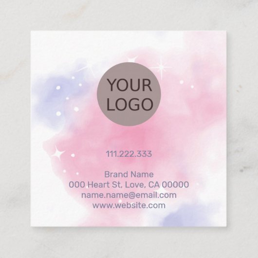 水彩レインボー銀河系スターズイヤリングディスプレイ スクエア名刺 (裏面)