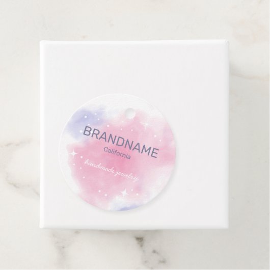 水彩レインボー銀河系スターズパステルパープルピンク フェイバータグ (インサイチュ)