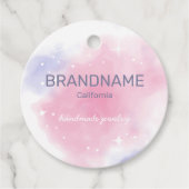 水彩レインボー銀河系スターズパステルパープルピンク フェイバータグ (正面)