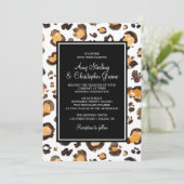 水彩レオパードプリント & シックなストライプ | 結婚式 招待状 (スタンド正面)