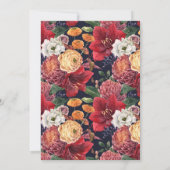 水彩レッドアマリリスフローラ感謝祭パーティー 招待状 (裏面)