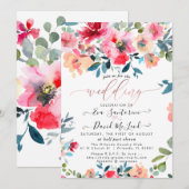 水彩レッドオンブレーガーデンローズの結婚式 招待状 (正面/裏面)