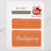 水彩レッドカボチャ感謝祭バインダーページ (正面/裏面)