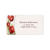 水彩レッドチューリップ春フローラ結婚のアドレス ラベル (正面)