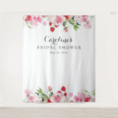 水彩レッドピンクローズブライダルシャワー背景 タペストリー (正面)