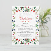 水彩レッドホリーベリークリスマスパーティー 招待状 (スタンド正面)