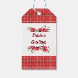 水彩レッドポピーフローラシーズンのご挨拶 ギフトタグ