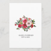 水彩レッドローズフローラ結婚のメニュー メニュー (裏面)