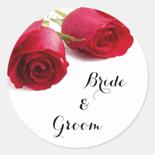 水彩レッドローズ – バラシール ラウンドシール (正面)