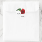 水彩レッドローズ – バラシール ラウンドシール (バッグ)