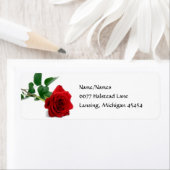 水彩レッドローズ – 差出人住所ラベル ラベル (インサイチュ)