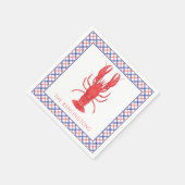 水彩レッド&ブループレイドロブスター スタンダードカクテルナプキン (角)