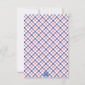 水彩レッド&ブループレイドロブスター パーソナライズされた サンキューカード (裏面)