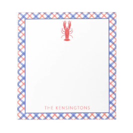 水彩レッド&ブループレイドロブスター パーソナライズされた ノートパッド