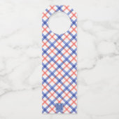 水彩レッド&ブループレイドロブスター パーソナライズされた ボトルネックタグ (裏面)