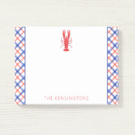 水彩レッド&ブループレイドロブスター パーソナライズされた ポストイット