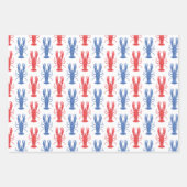 水彩レッド&ブルーロブスター ラッピングペーパーシート (正面2)