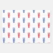 水彩レッド&ブルーロブスター ラッピングペーパーシート (正面)