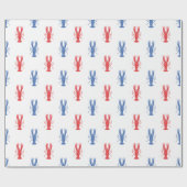 水彩レッド&ブルーロブスター ラッピングペーパー (フラット)