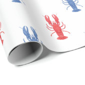 水彩レッド&ブルーロブスター ラッピングペーパー (ロールコーナー)