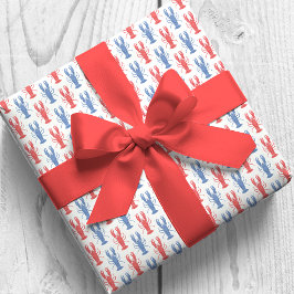 水彩レッド&ブルーロブスター ラッピングペーパー